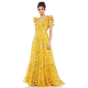 Gorgeous chiffon maxi dress with cut-out sides and back & open back. Size 6